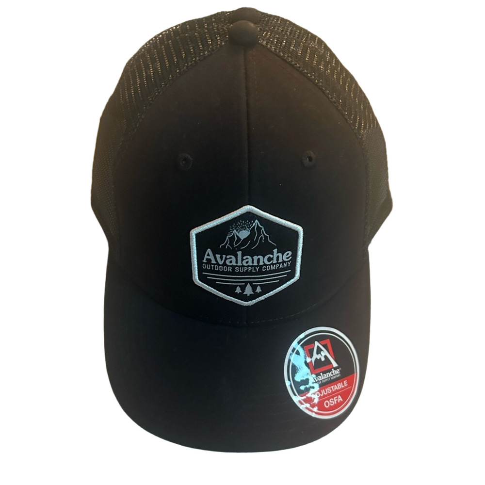 Avalanche Black Mesh Trucker Hat with White Patch